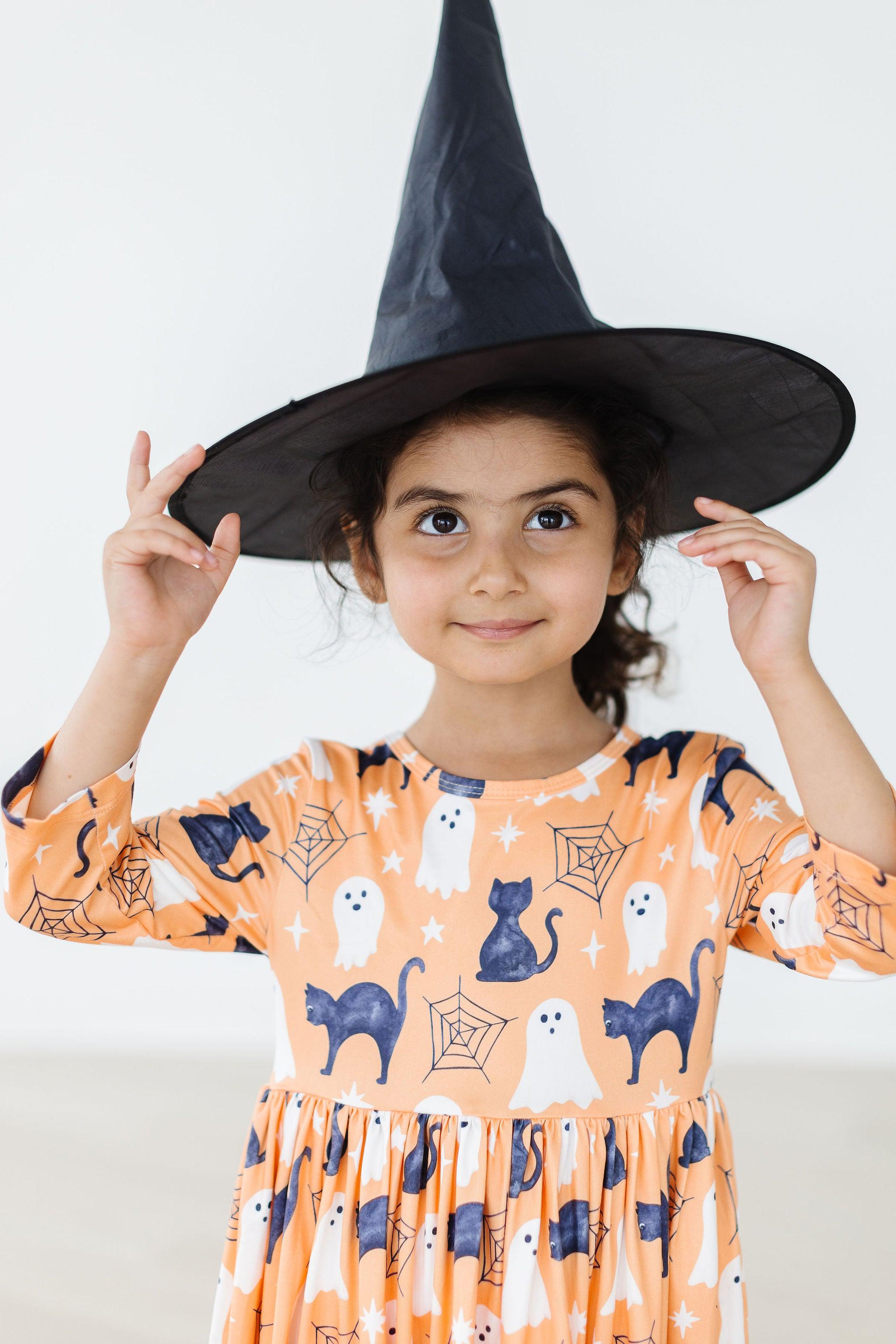 Spooky Kitty 3/4 Sleeve Pocket Twirl Dress - Aaria Tees Aaria Tees