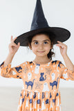 Spooky Kitty 3/4 Sleeve Pocket Twirl Dress - Aaria Tees Aaria Tees