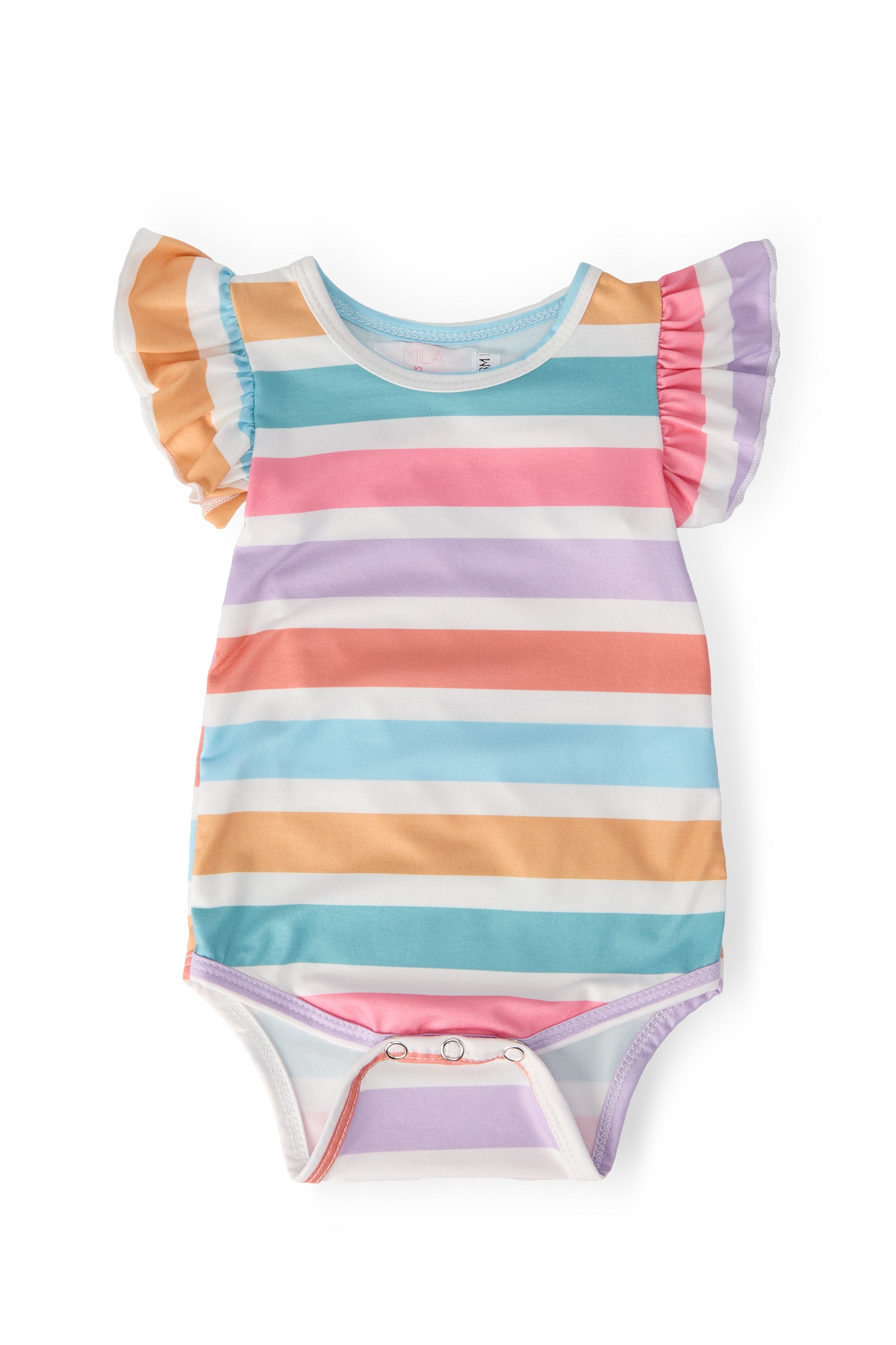 Spring Stripes S/S Flutter Bodysuit - Aaria Tees Aaria Tees