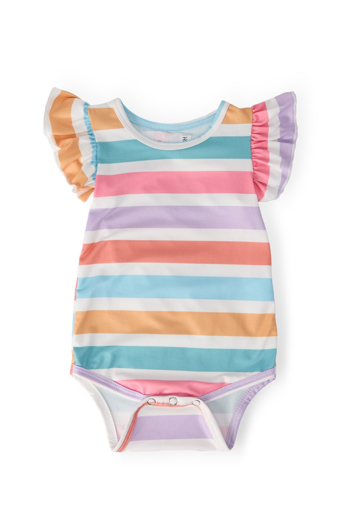 Spring Stripes S/S Flutter Bodysuit - Aaria Tees