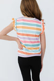 Spring Stripes S/S Ruffle Tee - Aaria Tees Aaria Tees