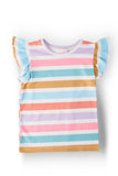 Spring Stripes S/S Ruffle Tee - Aaria Tees Aaria Tees