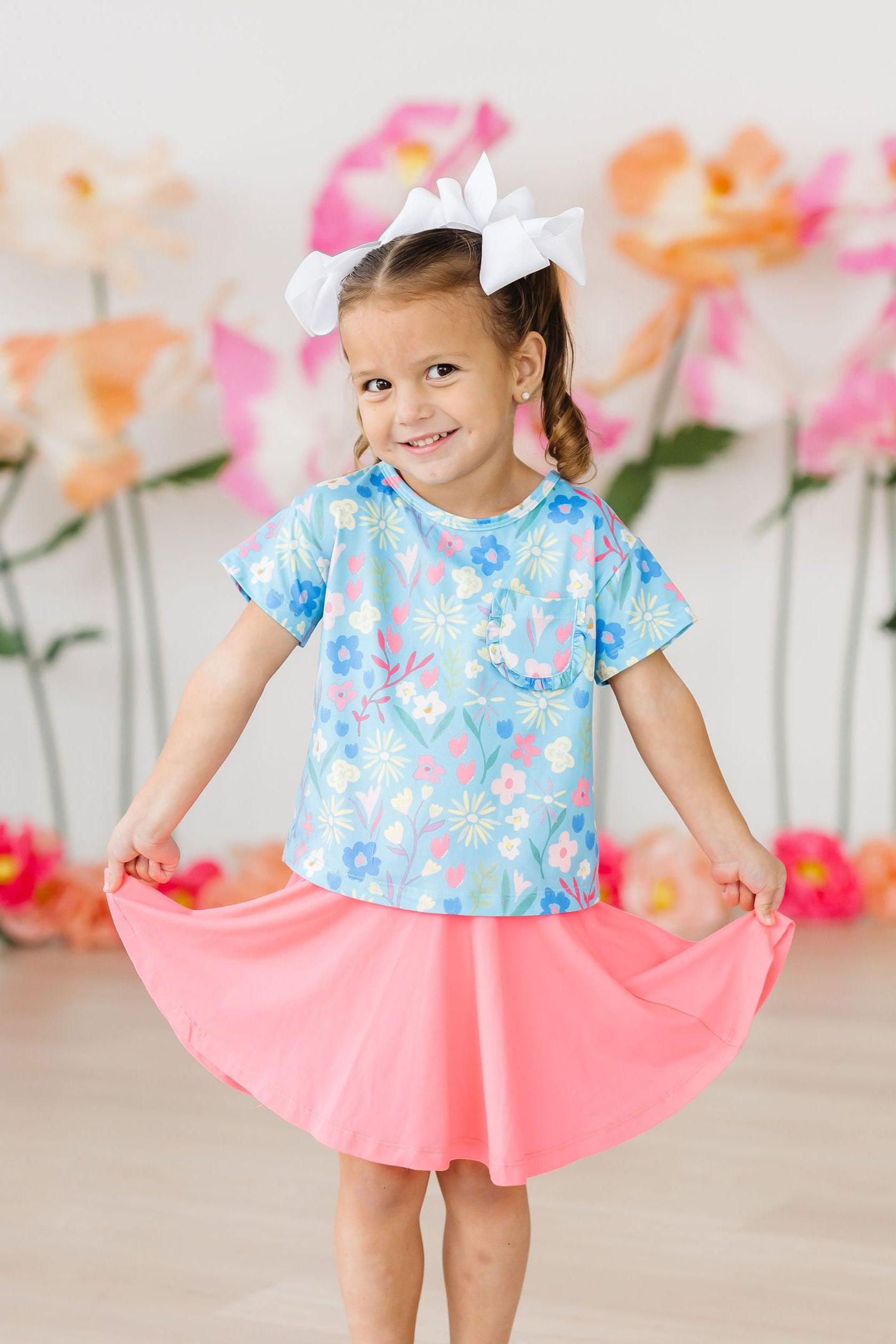 Springtime Splendor Ruffle Pocket Tee - Aaria Tees Aaria Tees