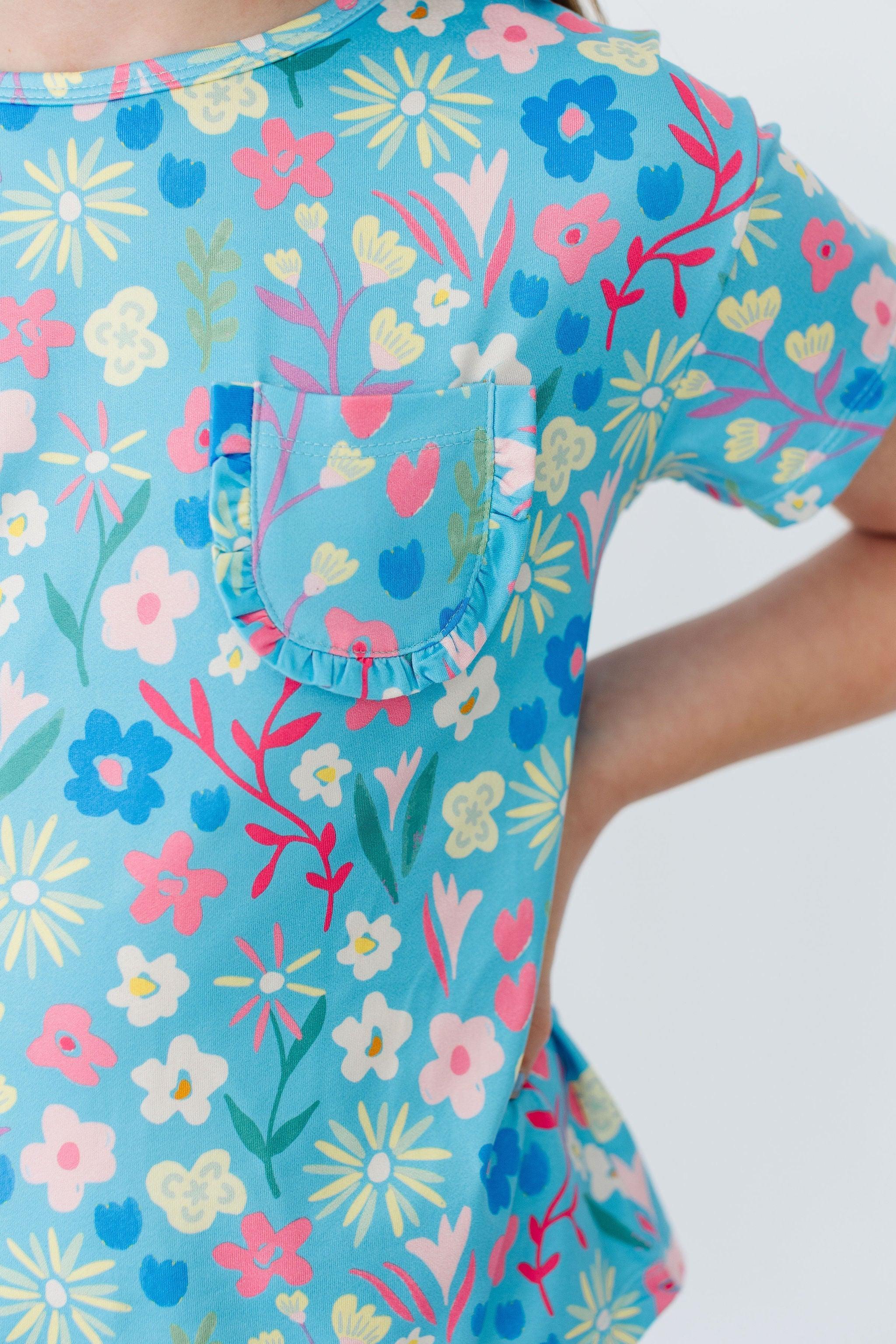Springtime Splendor Ruffle Pocket Tee - Aaria Tees Aaria Tees