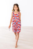 Stars & Stripes Ruffle Cross Back Dress - Aaria Tees Aaria Tees