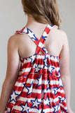 Stars & Stripes Ruffle Cross Back Dress - Aaria Tees Aaria Tees