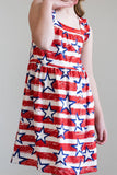 Stars & Stripes Ruffle Cross Back Dress - Aaria Tees Aaria Tees