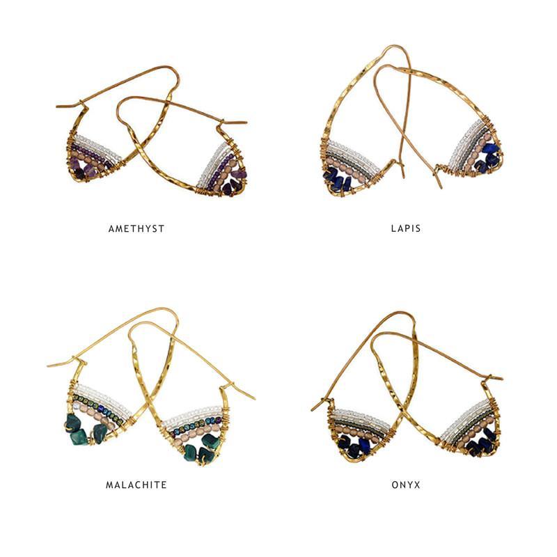 Stone Hoop Earth Collection Earrings - Aaria Tees Aaria Tees