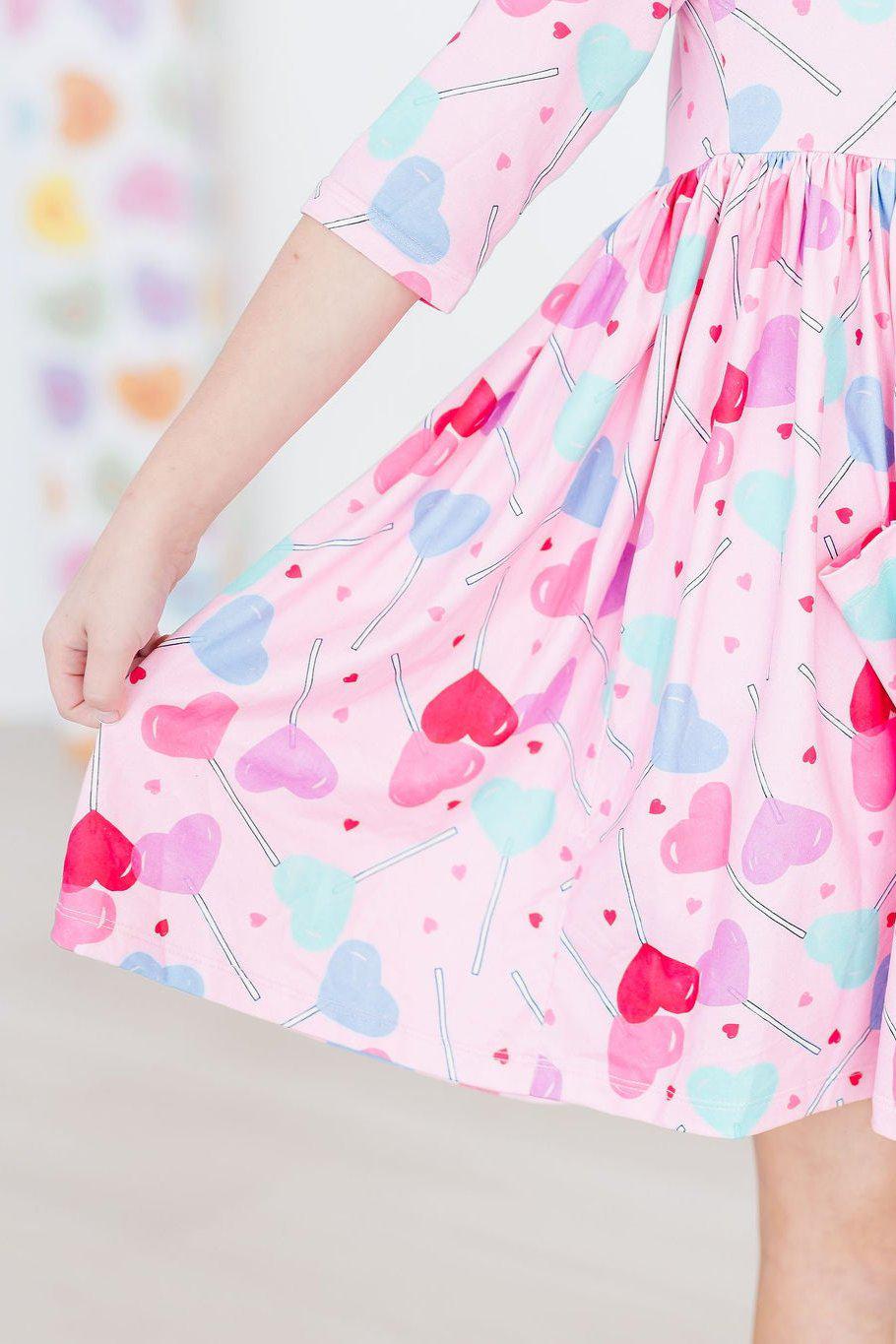 Sucker for You 3/4 Sleeve Pocket Twirl Dress - Aaria Tees Aaria Tees