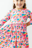 Sugar & Spice 3/4 Sleeve Pocket Twirl Dress - Aaria Tees Aaria Tees