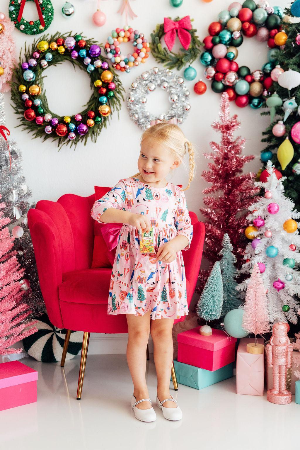 Sugarplum Fairy 3/4 Sleeve Pocket Twirl Dress - Aaria Tees Aaria Tees