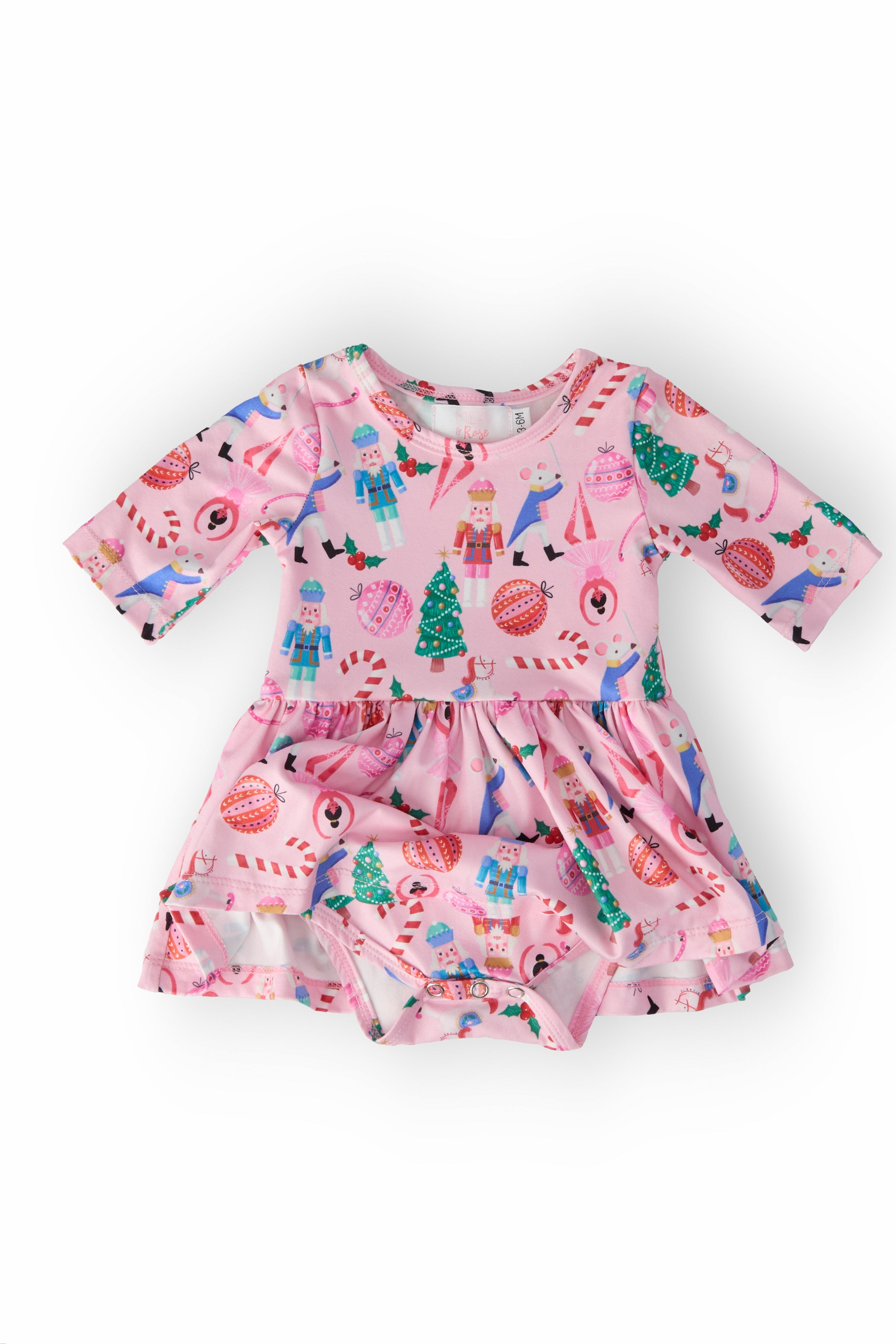 Sugarplum Fairy 3/4 Sleeve Twirl Bodysuit - Aaria Tees Aaria Tees