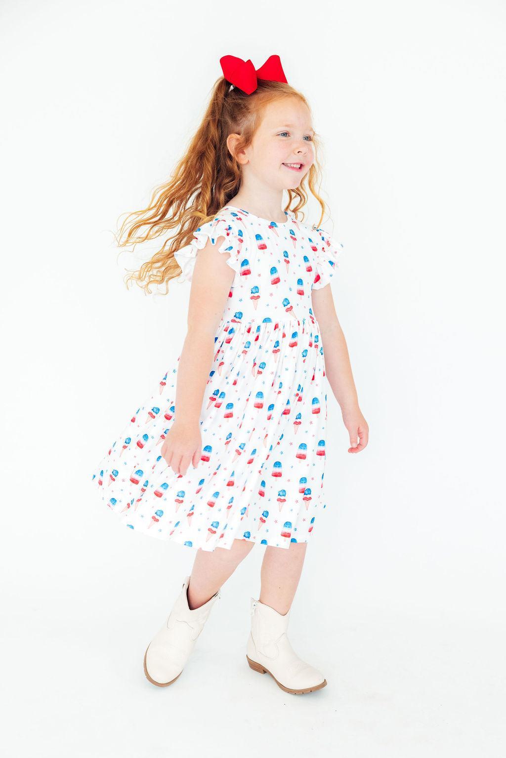 Summer Sweets Flutter Sleeve Twirl Dress - Aaria Tees Aaria Tees