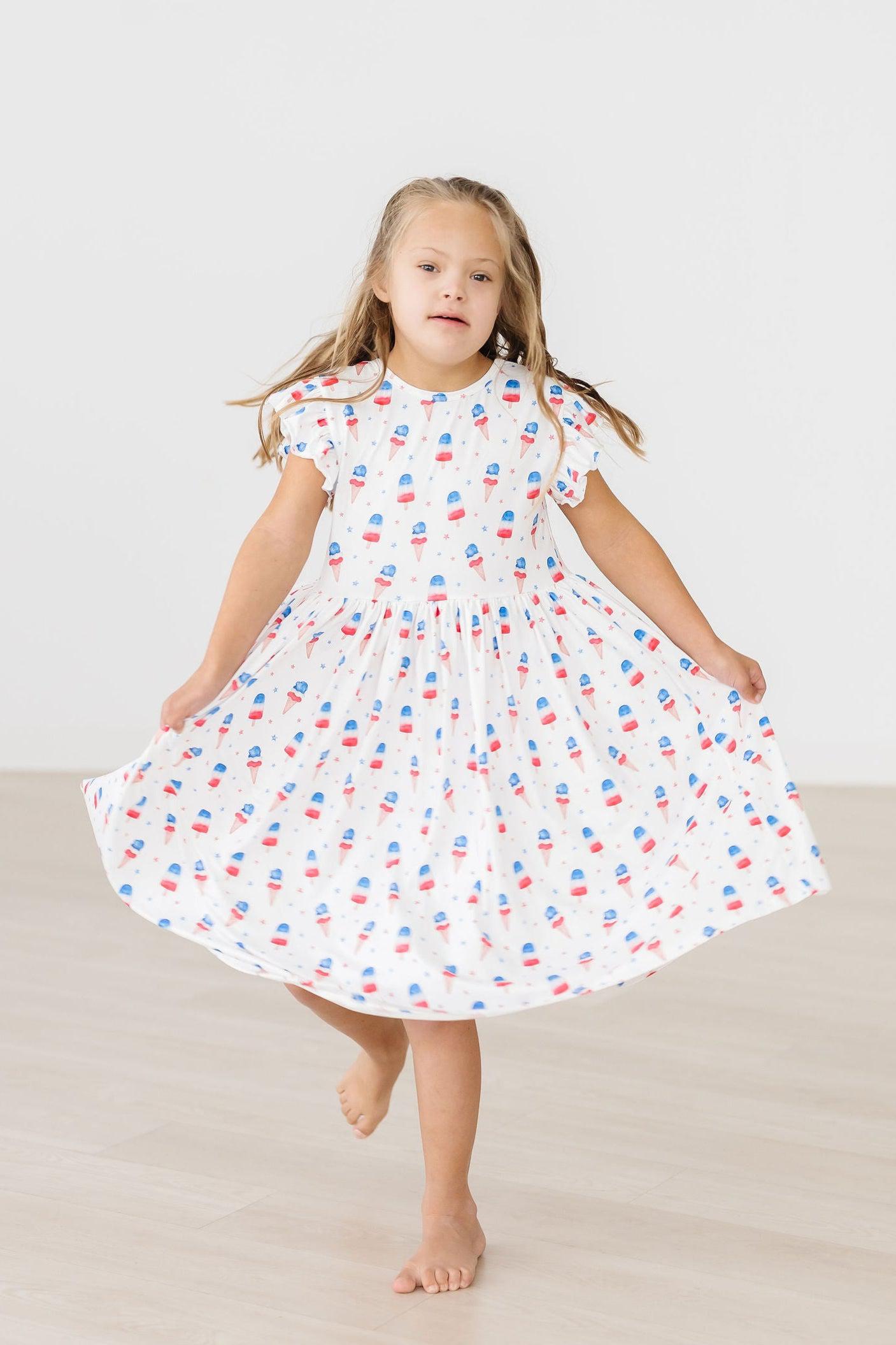 Summer Sweets Flutter Sleeve Twirl Dress - Aaria Tees Aaria Tees