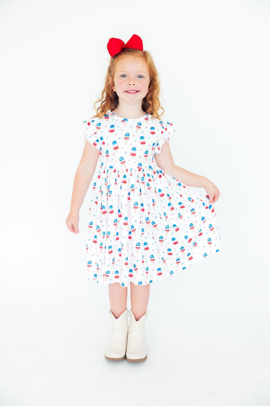 Summer Sweets Flutter Sleeve Twirl Dress - Aaria Tees Aaria Tees