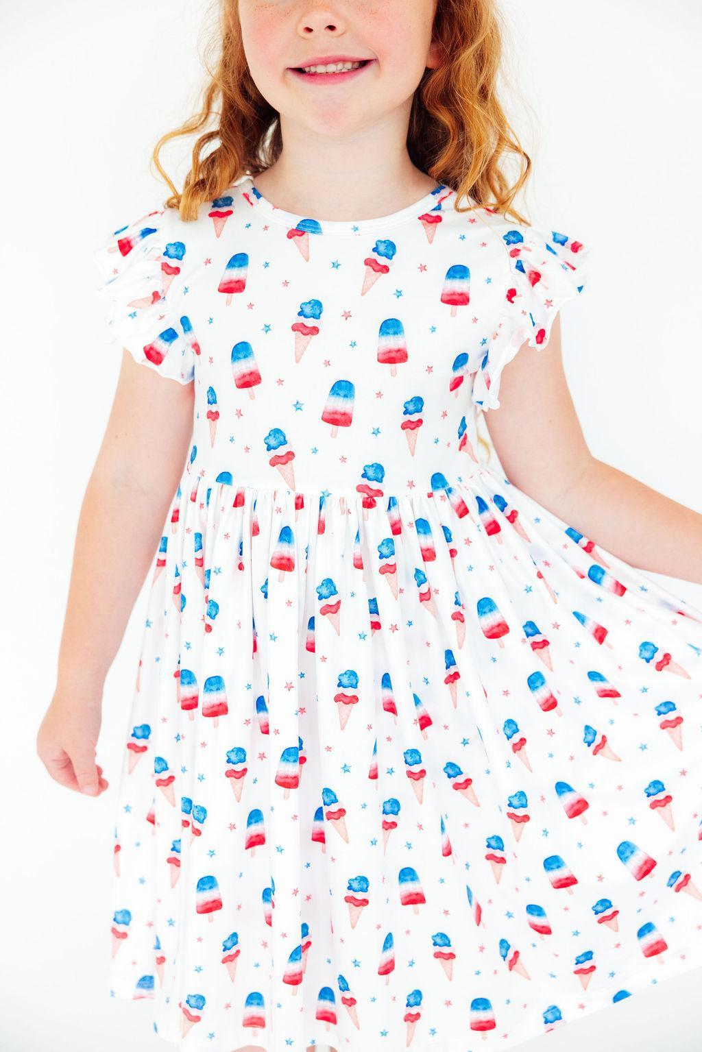 Summer Sweets Flutter Sleeve Twirl Dress - Aaria Tees