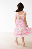 Summer Watercolor Floral Ruffle Maxi Dress Aaria Tees