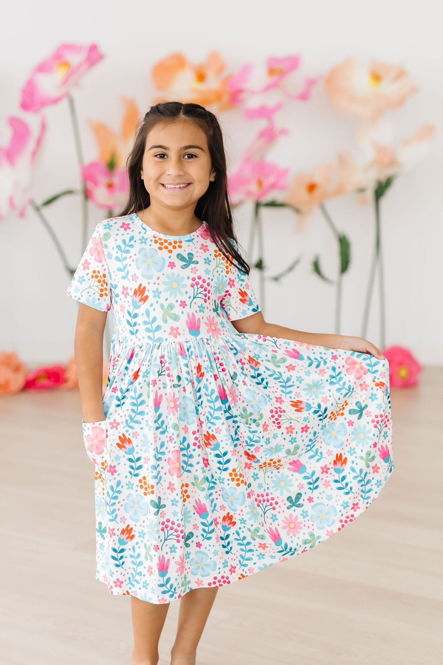 Sunlit Garden S/S Pocket Twirl Dress - Aaria Tees Aaria Tees