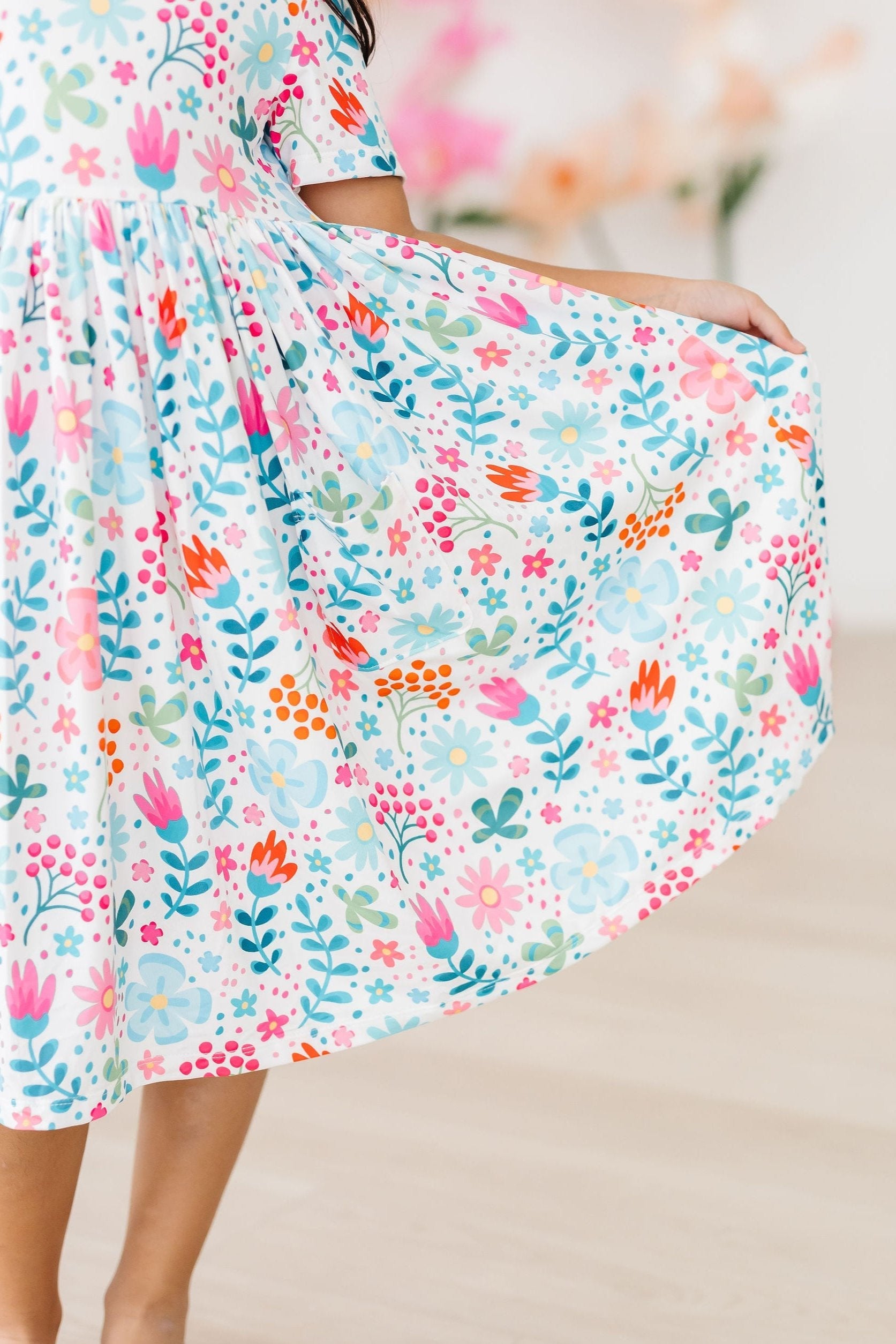 Sunlit Garden S/S Pocket Twirl Dress - Aaria Tees Aaria Tees