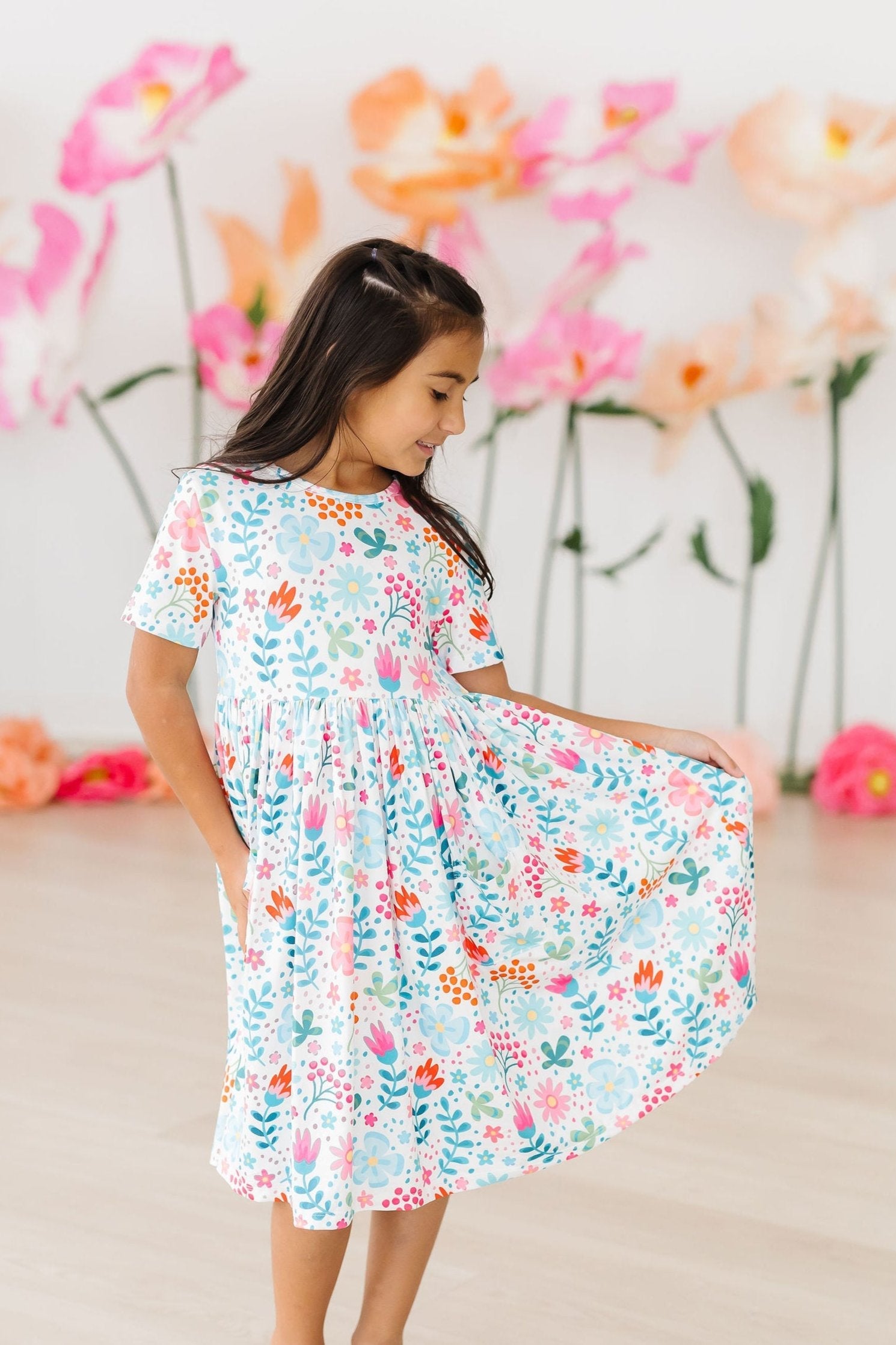 Sunlit Garden S/S Pocket Twirl Dress - Aaria Tees Aaria Tees
