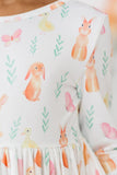 Sunny Bunnies 3/4 Sleeve Pocket Twirl Dress - Aaria Tees Aaria Tees