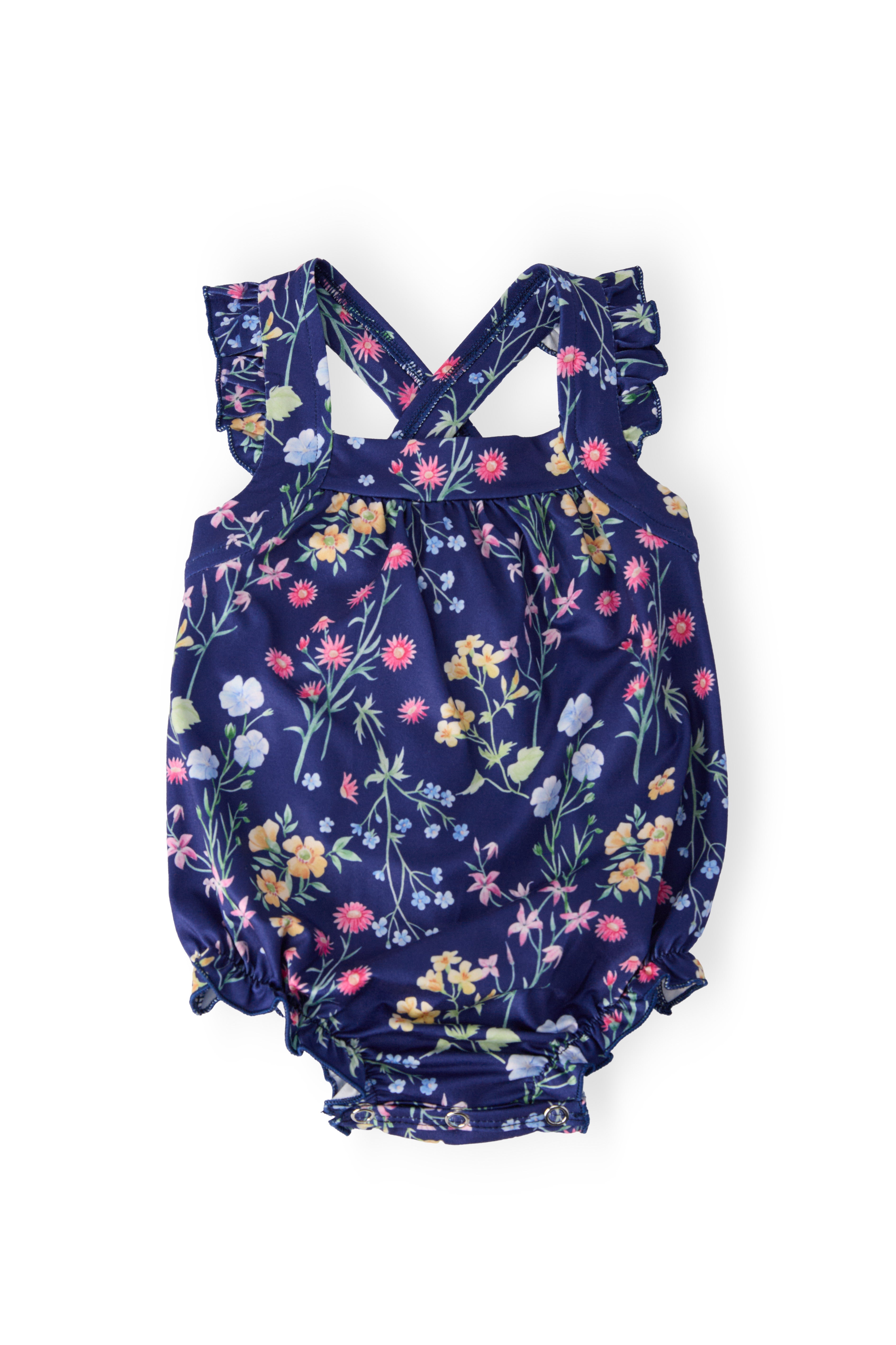 Sunny Meadow Ruffle Cross Back Romper - Aaria Tees Aaria Tees