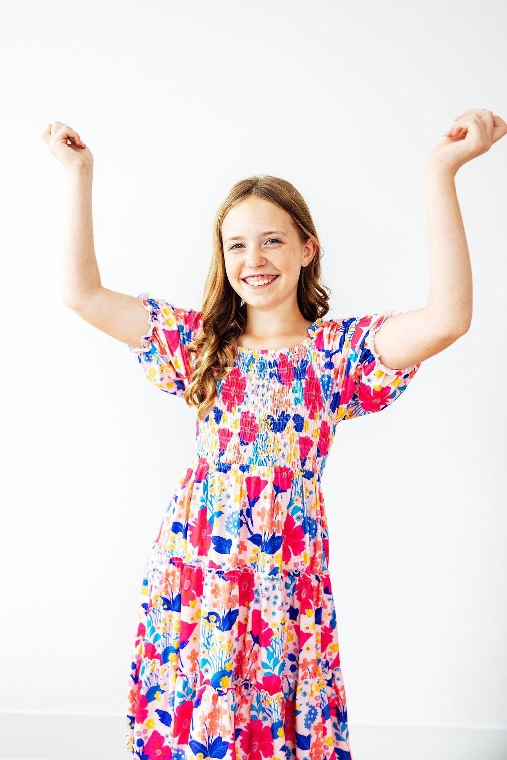 Sunshine Garden Smocked Ruffle Dress - Aaria Tees Aaria Tees