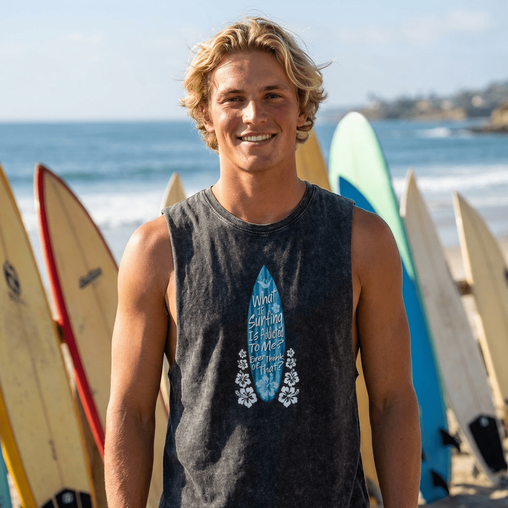Stonewash Tank Top | Surfboard Graphic | Surf Humor - Aaria Tees Aaria Tees