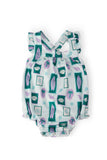 Surfer Girl Ruffle Cross Back Romper - Aaria Tees Aaria Tees