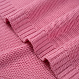 Classic Knit Cotton Baby Blanket in Rose Pink - Aaria Tees Aaria Tees
