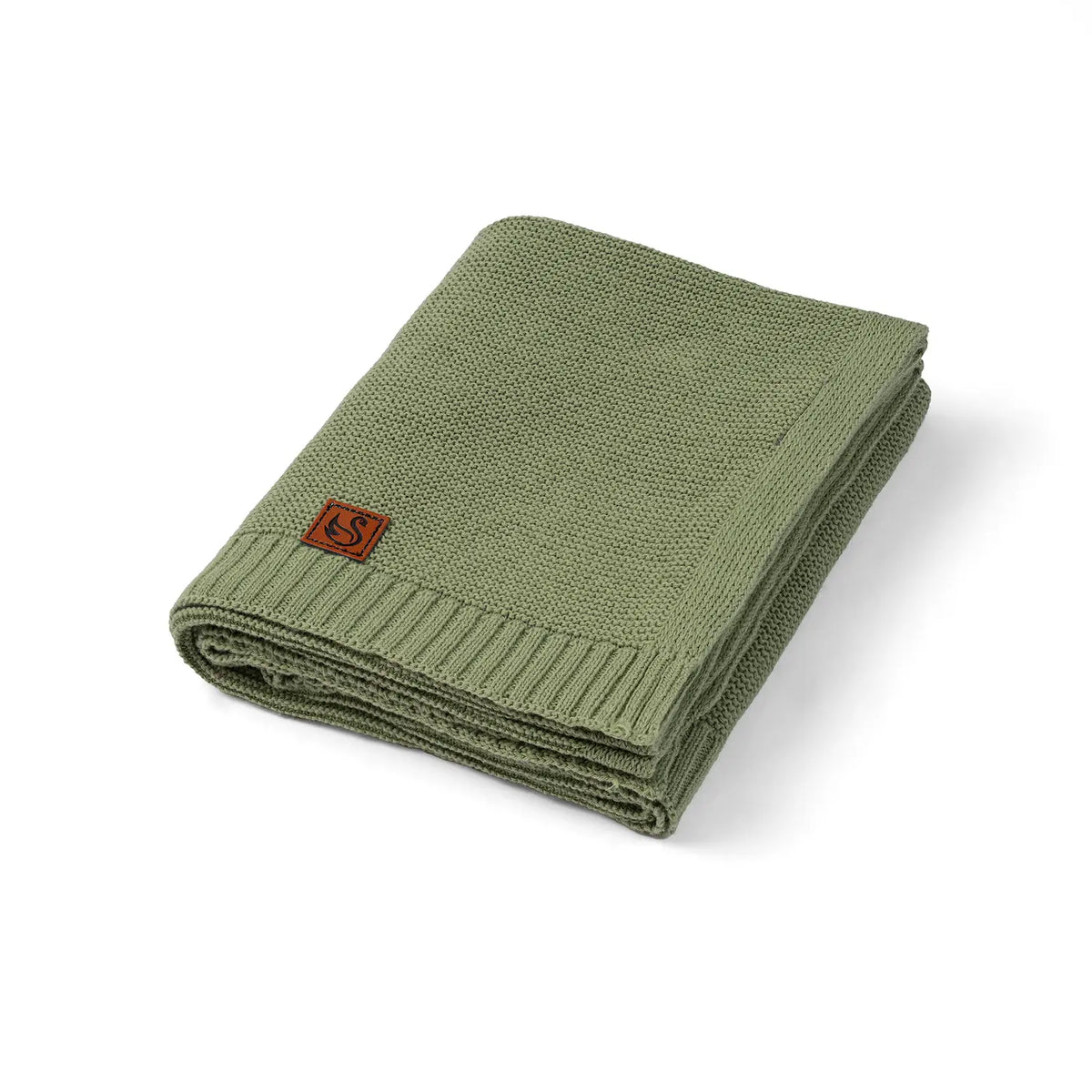 Classic Knit Cotton Baby Blanket in Sage Green - Aaria Tees