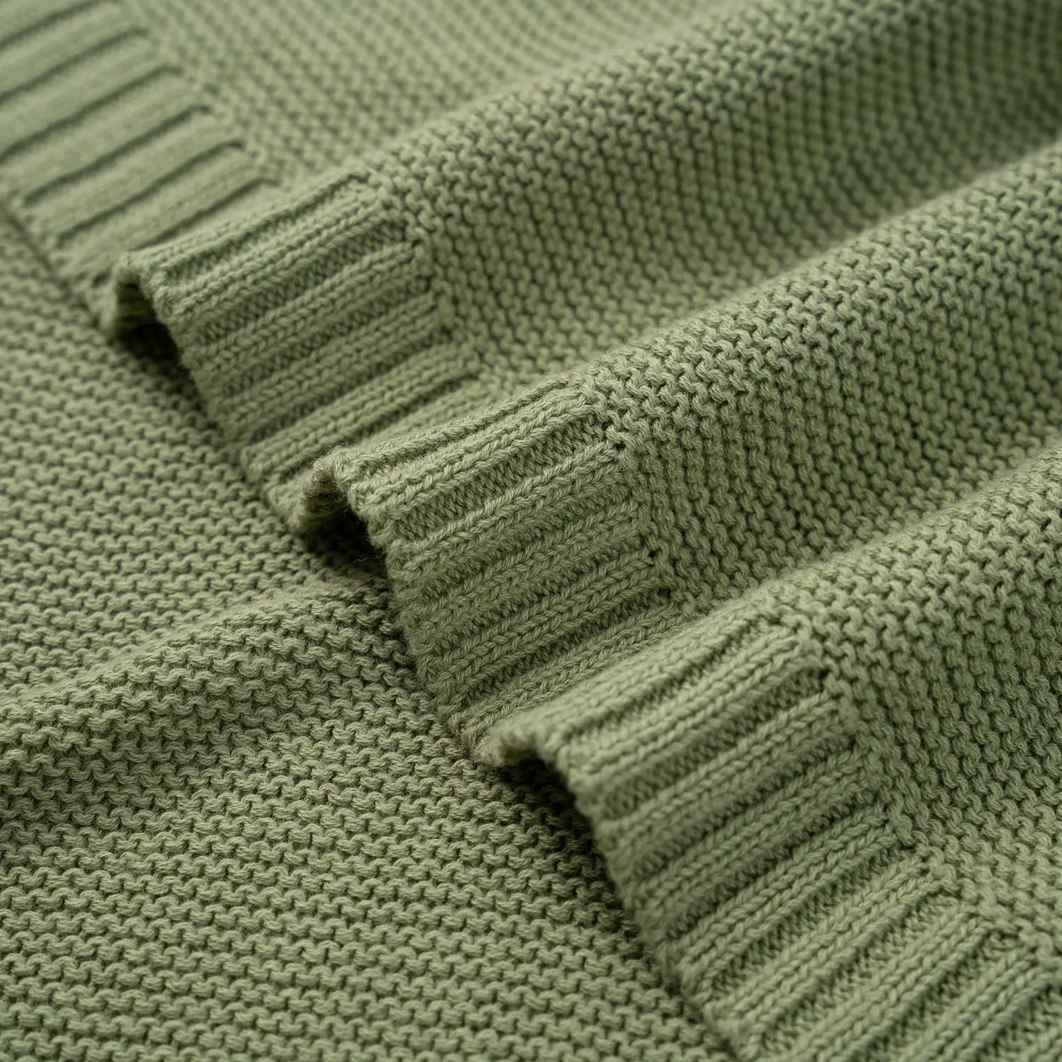 Classic Knit Cotton Baby Blanket in Sage Green - Aaria Tees Aaria Tees