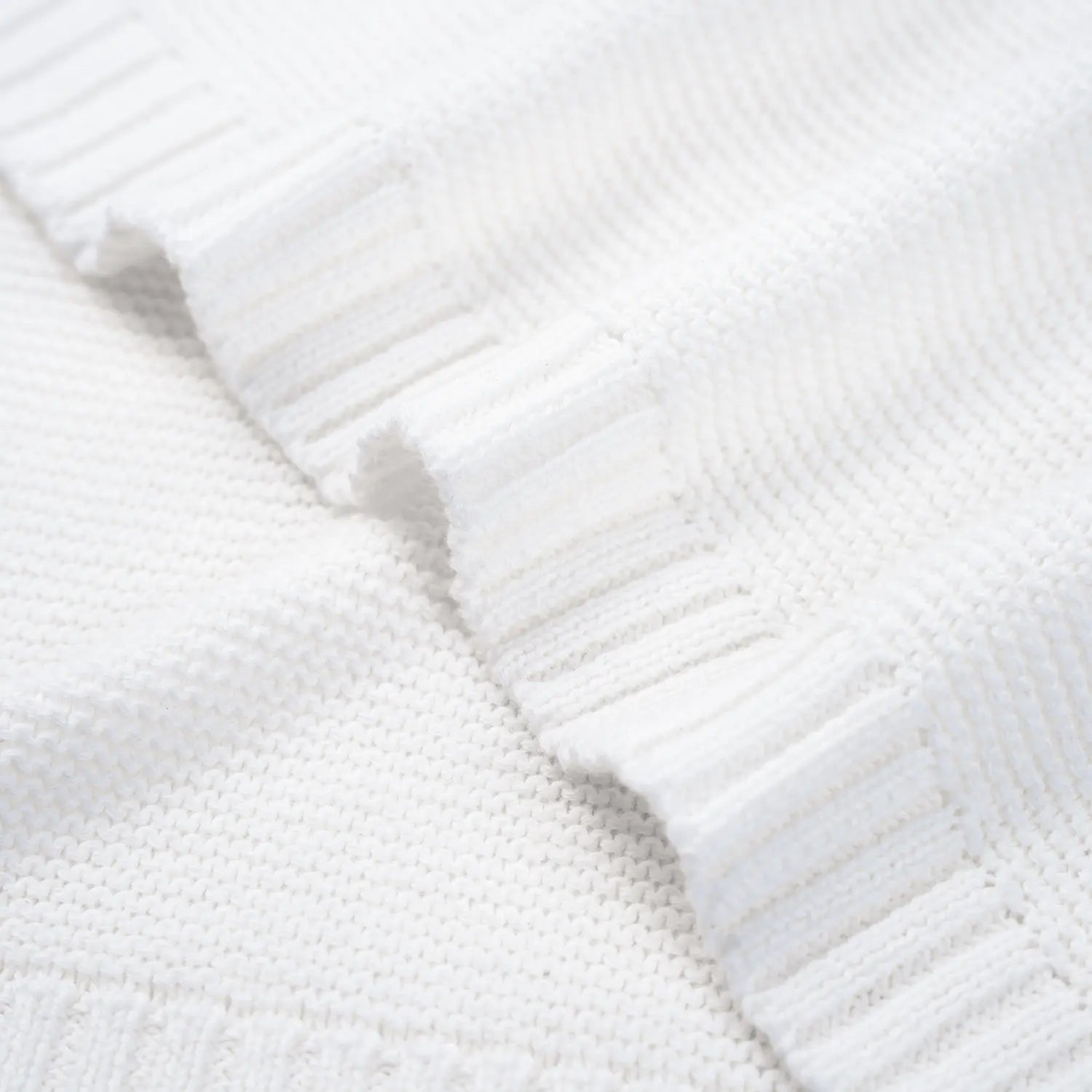 Classic Knit Cotton Baby Blanket in White - Aaria Tees Aaria Tees