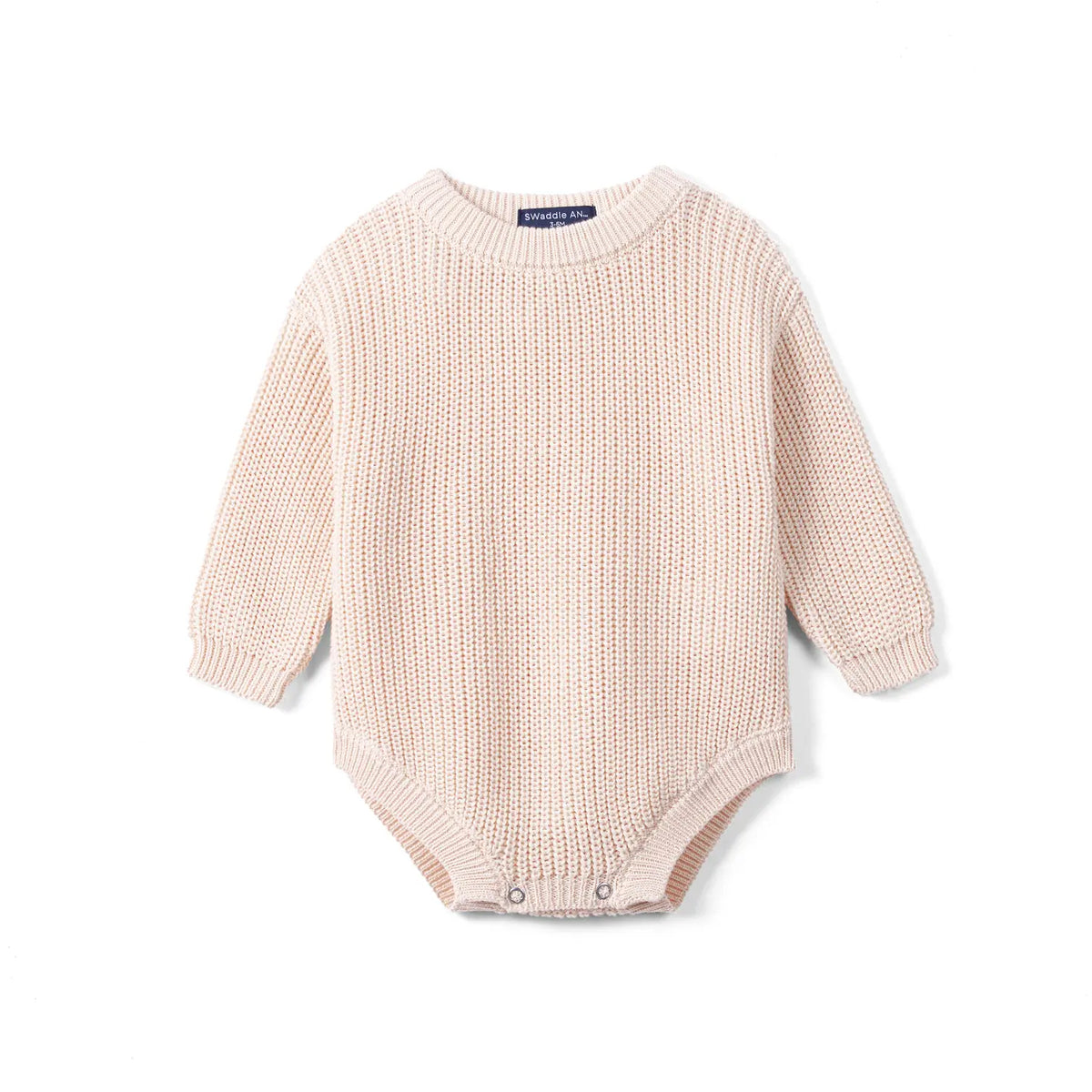 Classic Chunky Knit Baby Romper in Beige - Aaria Tees