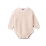 Classic Chunky Knit Baby Romper in Beige - Aaria Tees Aaria Tees