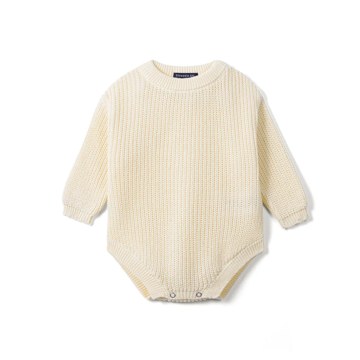 Classic Chunky Knit Baby Romper in Cream - Aaria Tees