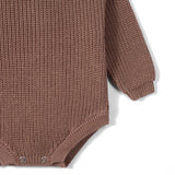 Classic Chunky Knit Baby Romper in Mocha - Aaria Tees Aaria Tees