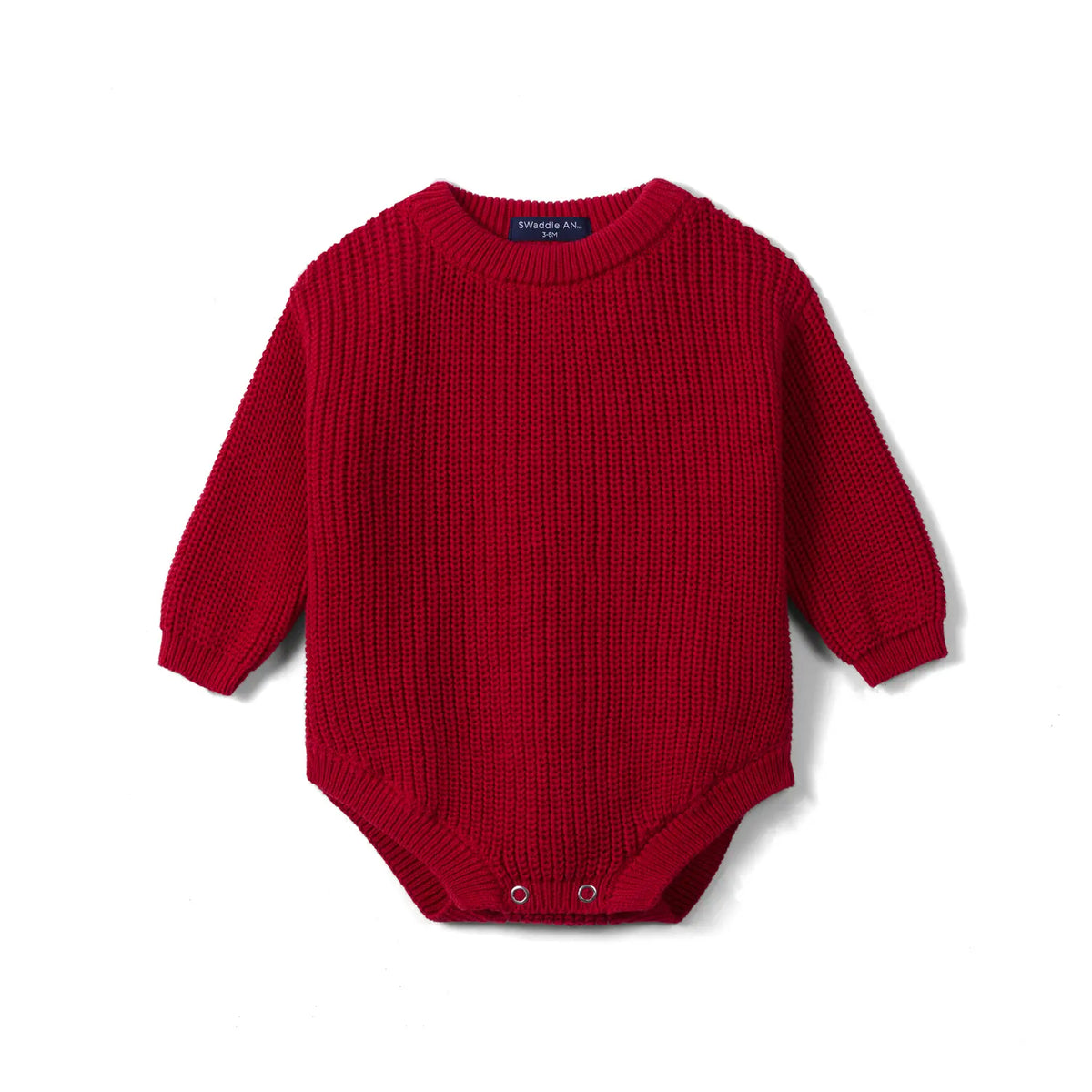 Classic Chunky Knit Baby Romper in Red Xmas - Aaria Tees