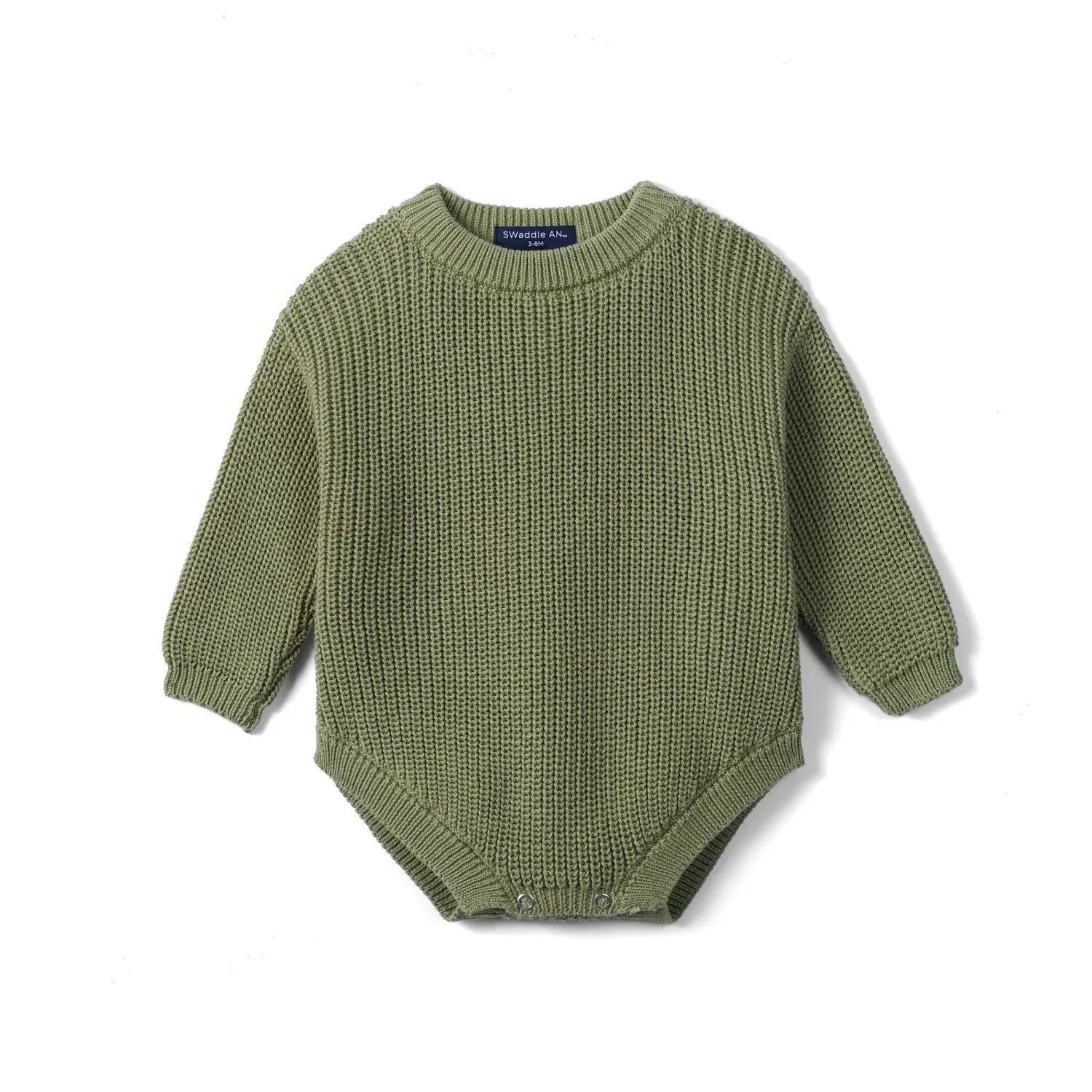 Classic Chunky Knit Baby Romper in Sage Green - Aaria Tees Aaria Tees