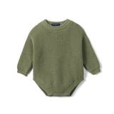 Classic Chunky Knit Baby Romper in Sage Green - Aaria Tees Aaria Tees