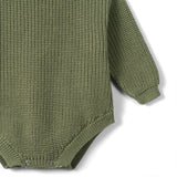 Classic Chunky Knit Baby Romper in Sage Green - Aaria Tees Aaria Tees