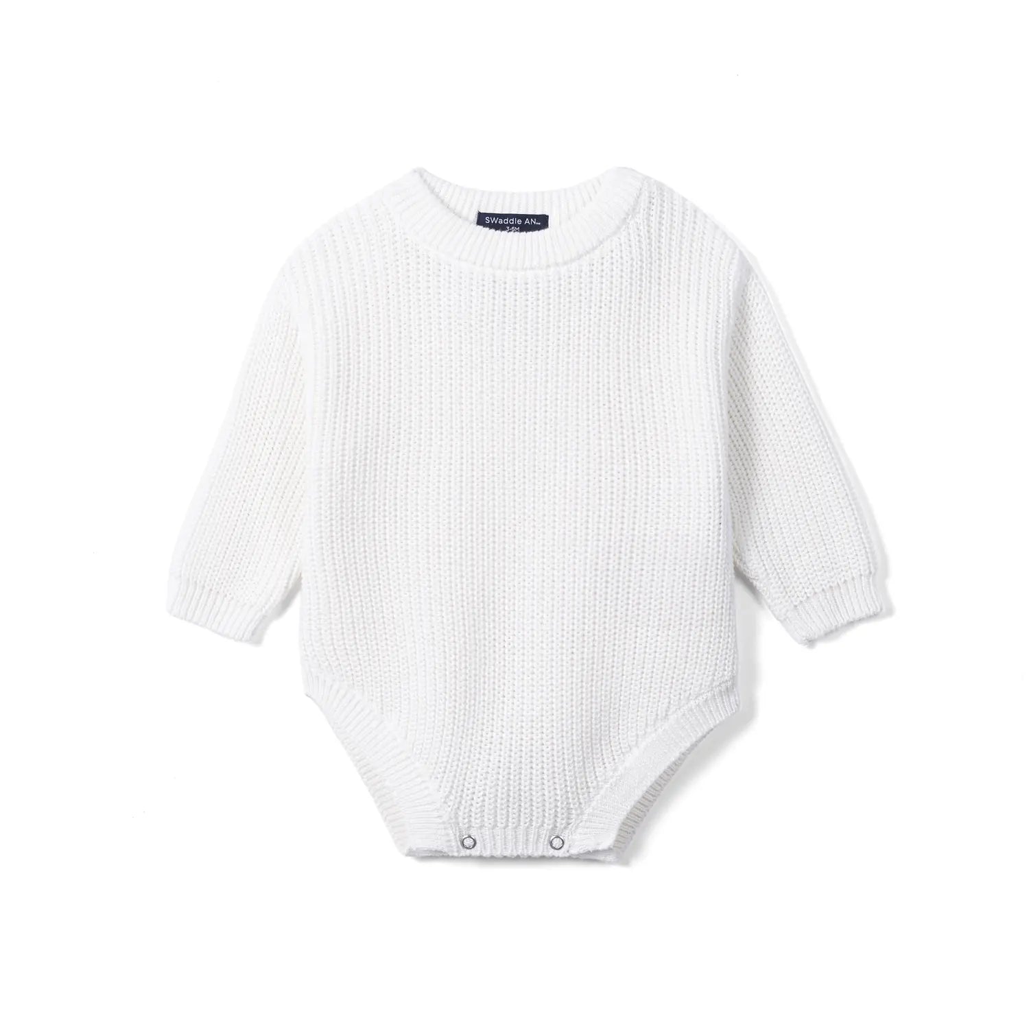 Classic Chunky Knit Baby Romper in White - Aaria Tees Aaria Tees