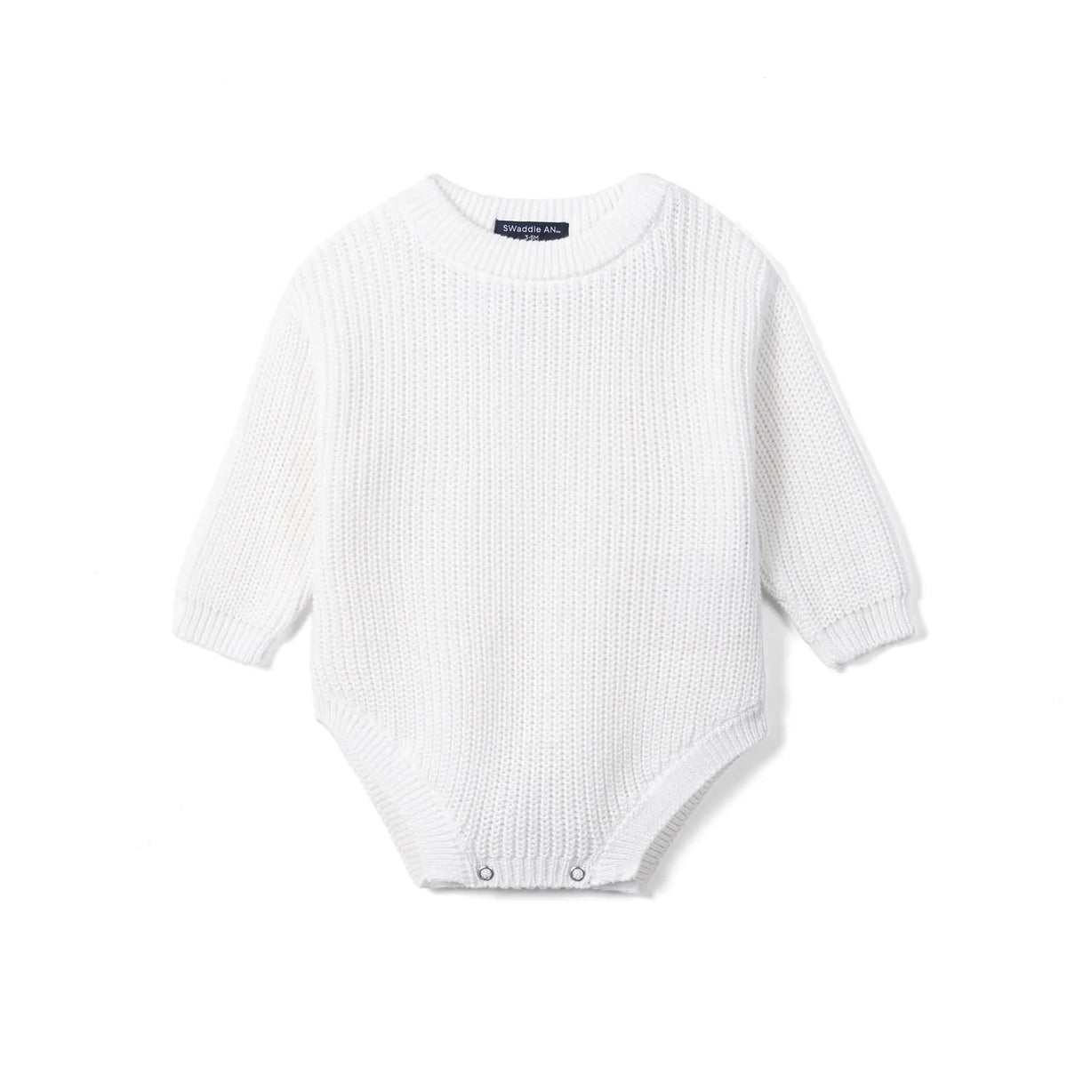 Classic Chunky Knit Baby Romper in White - Aaria Tees