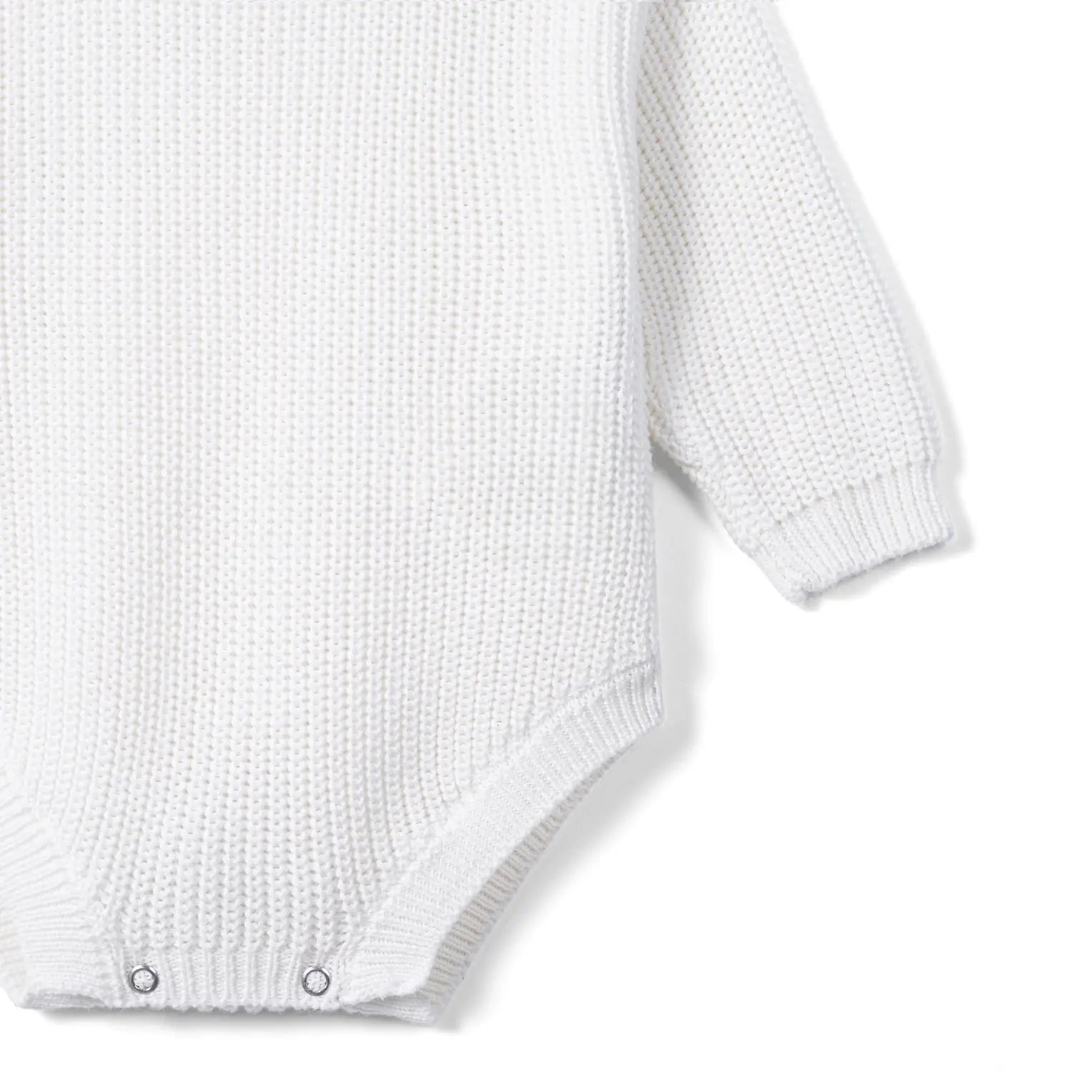 Classic Chunky Knit Baby Romper in White - Aaria Tees Aaria Tees