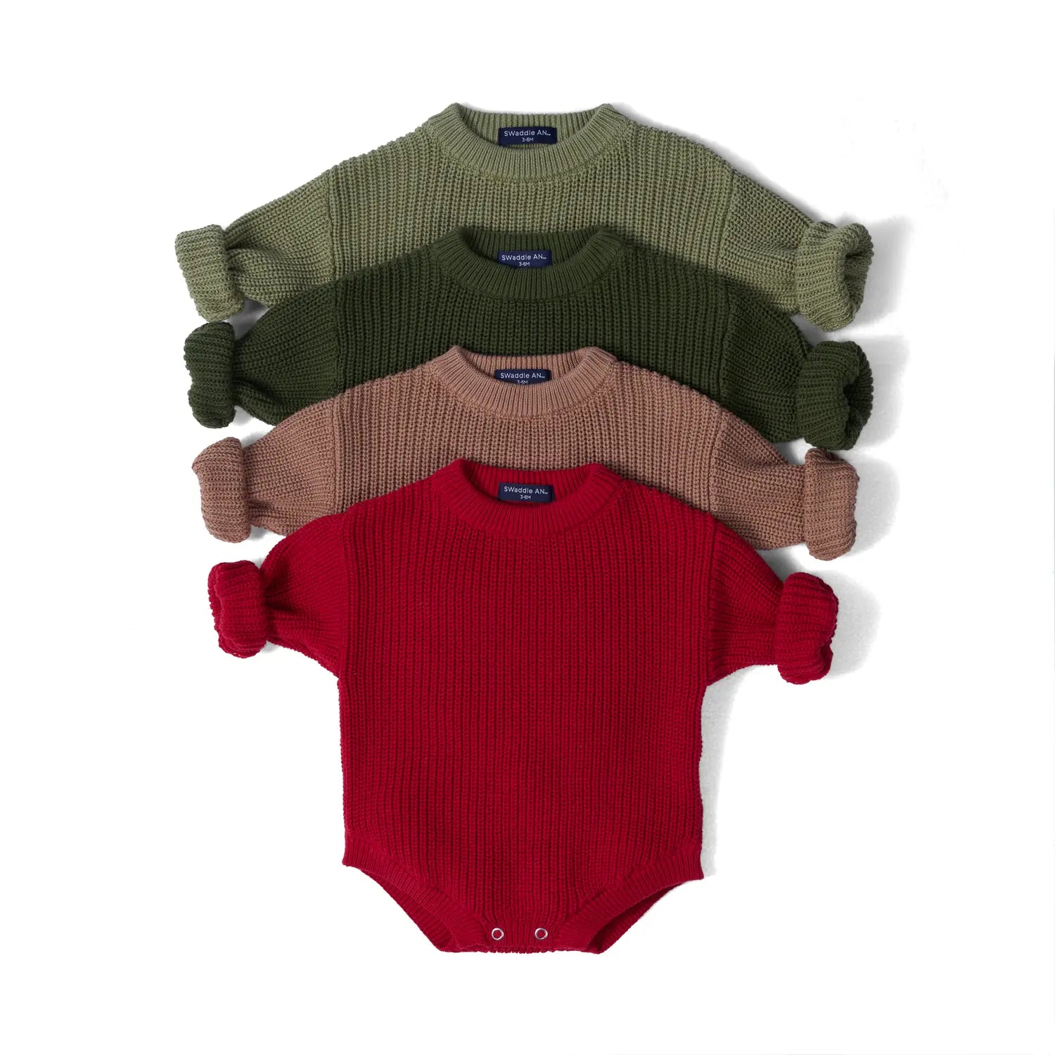 Classic Chunky Knit Baby Romper in Red Xmas - Aaria Tees Aaria Tees