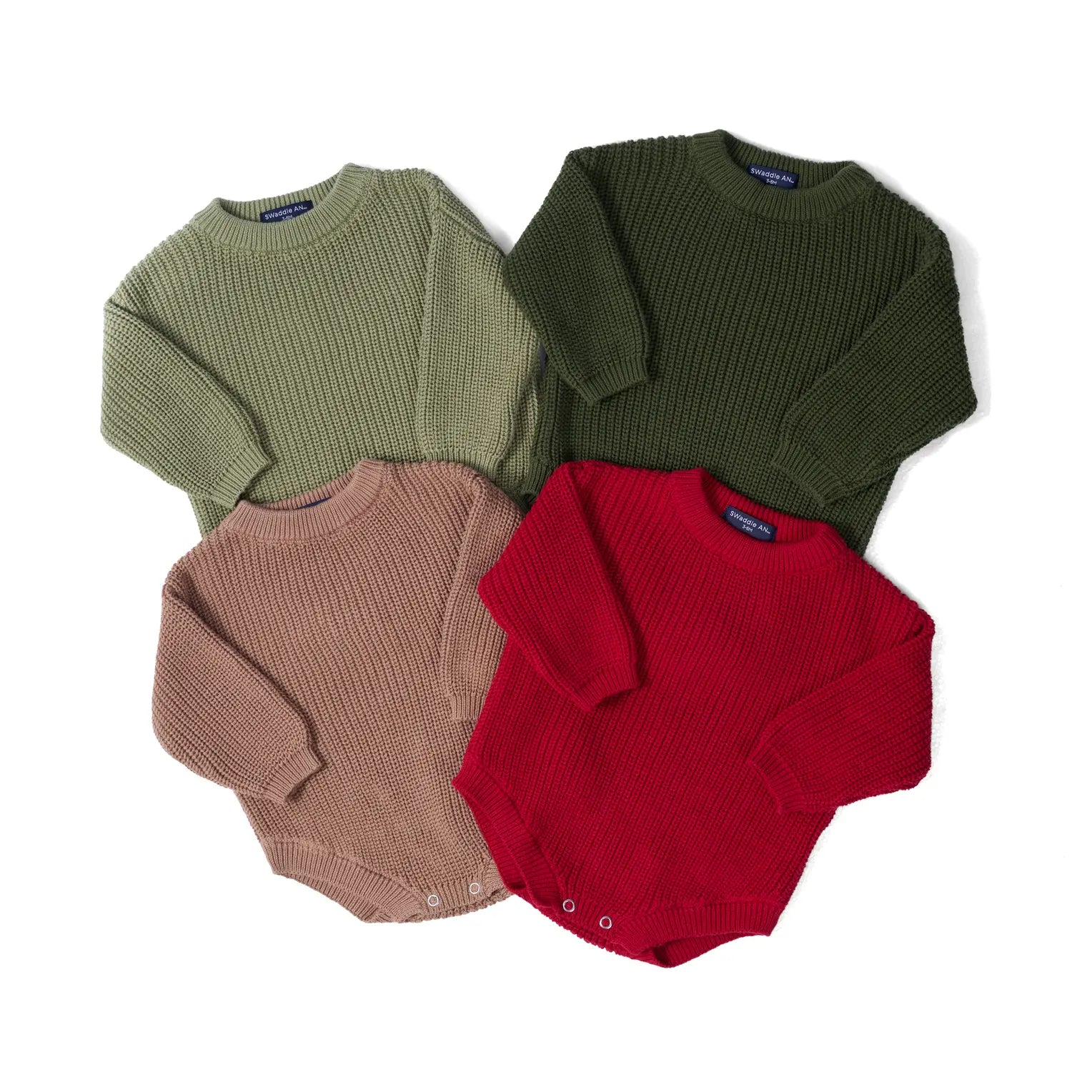 Classic Chunky Knit Baby Romper in Mocha - Aaria Tees Aaria Tees