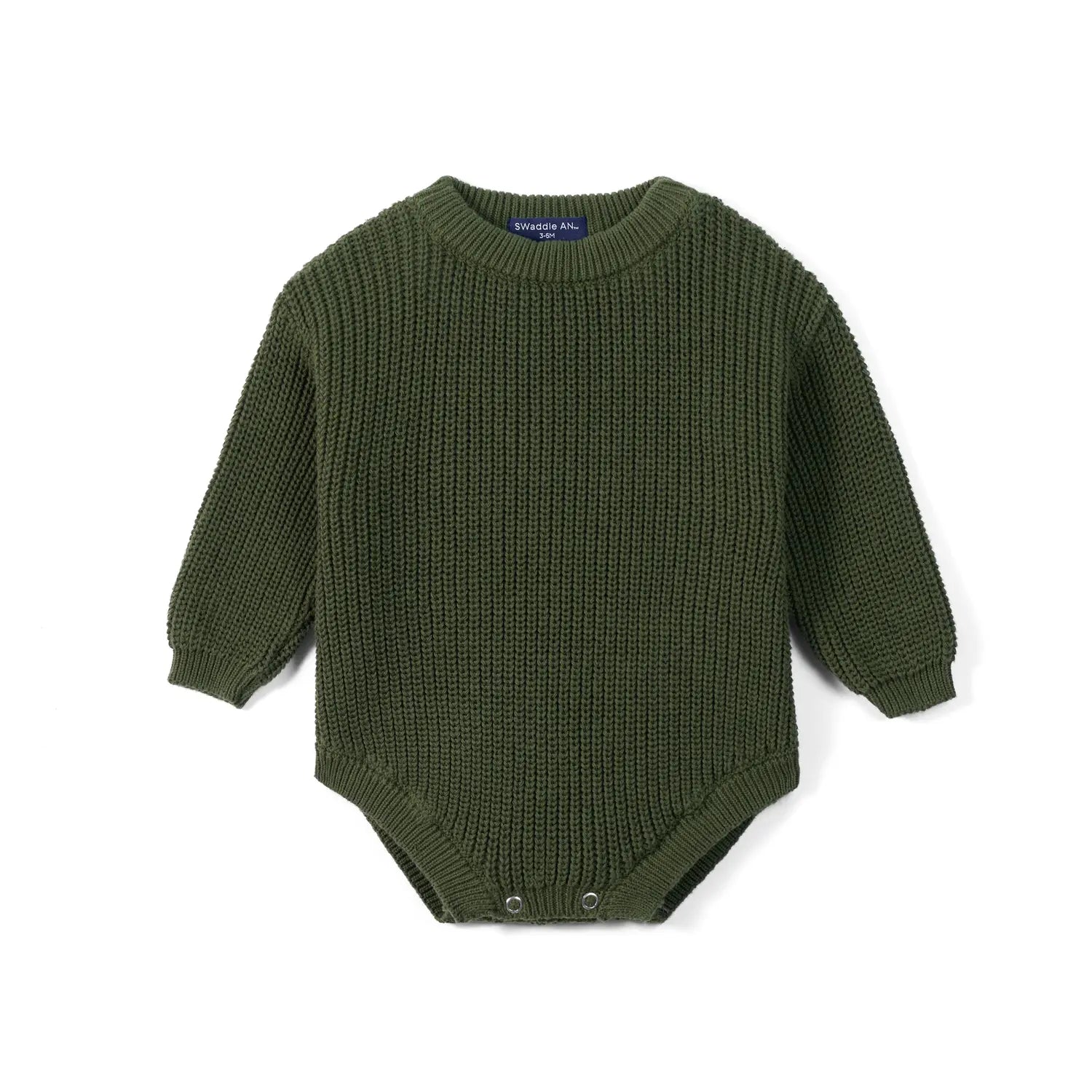 Classic Chunky Knit Baby Romper in Forest Green - Aaria Tees Aaria Tees