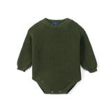 Classic Chunky Knit Baby Romper in Forest Green - Aaria Tees Aaria Tees