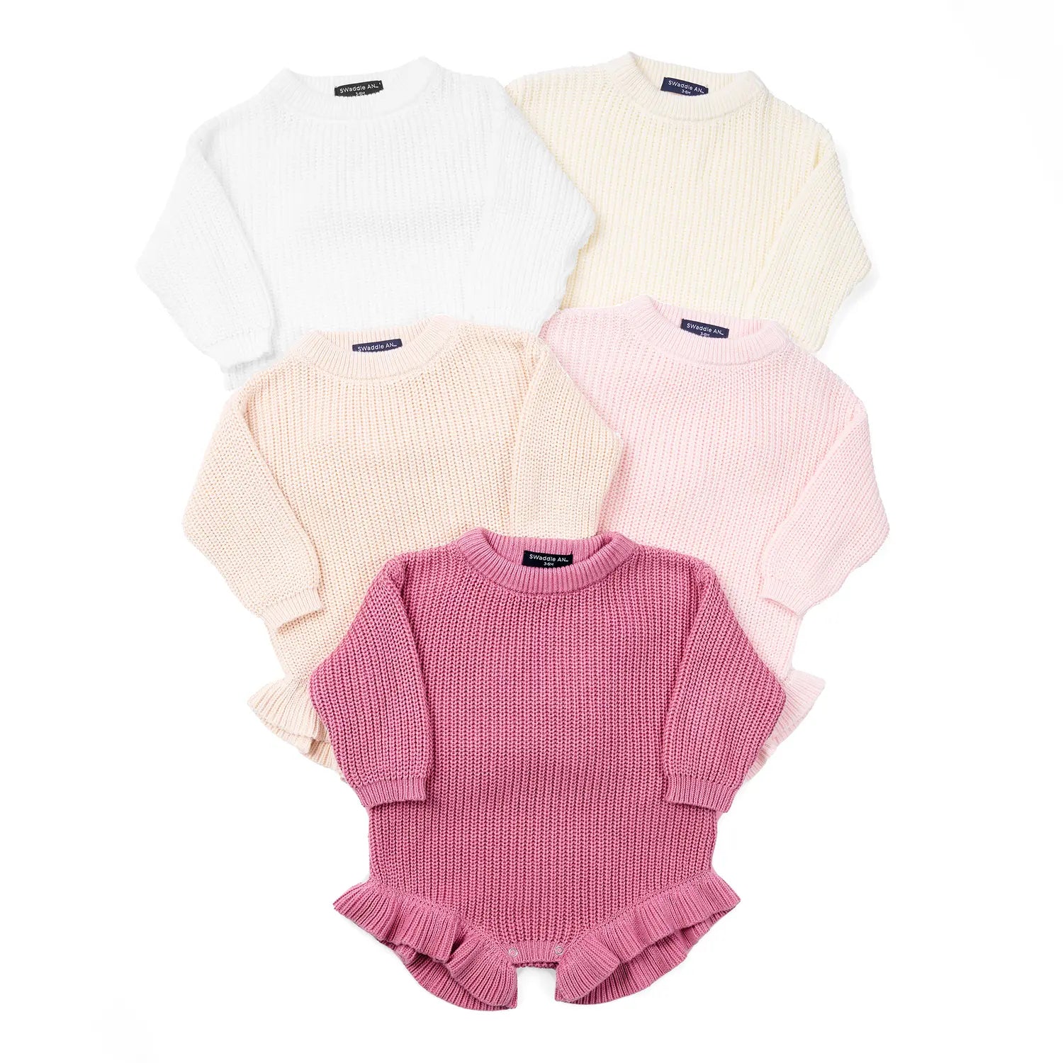 Ruffle Chunky Knit Baby Romper in Cream - Aaria Tees Aaria Tees