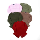 Ruffle Chunky Knit Baby Romper in Red Xmas - Aaria Tees Aaria Tees